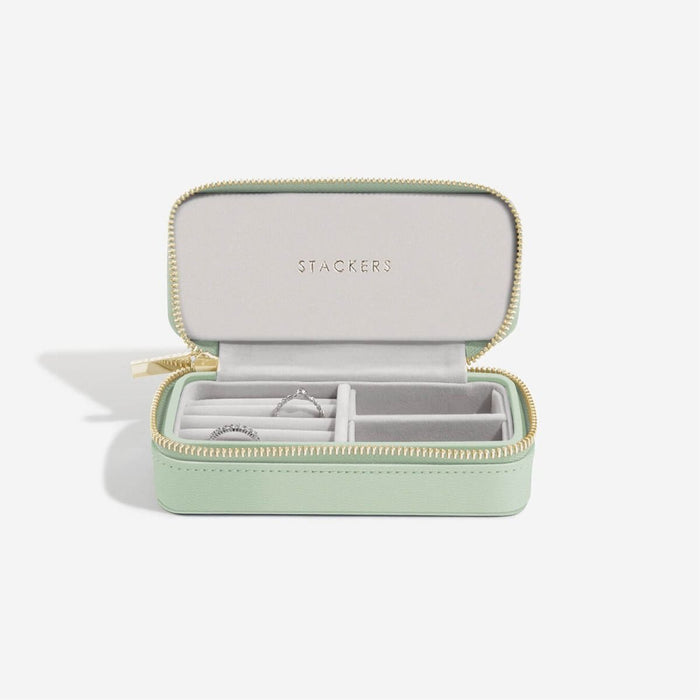 Stackers Sage Green Medium Zipped Jewellery Box