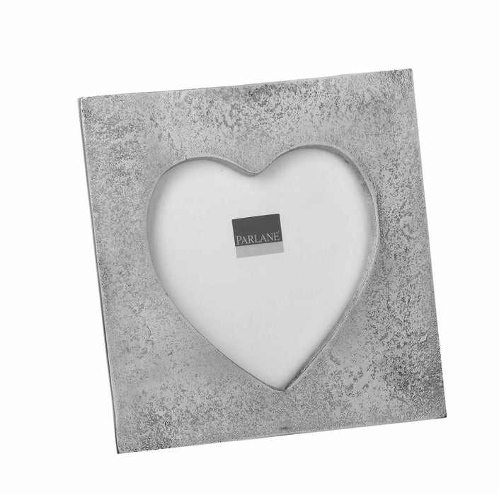 Silver Square Heart Photo Frame