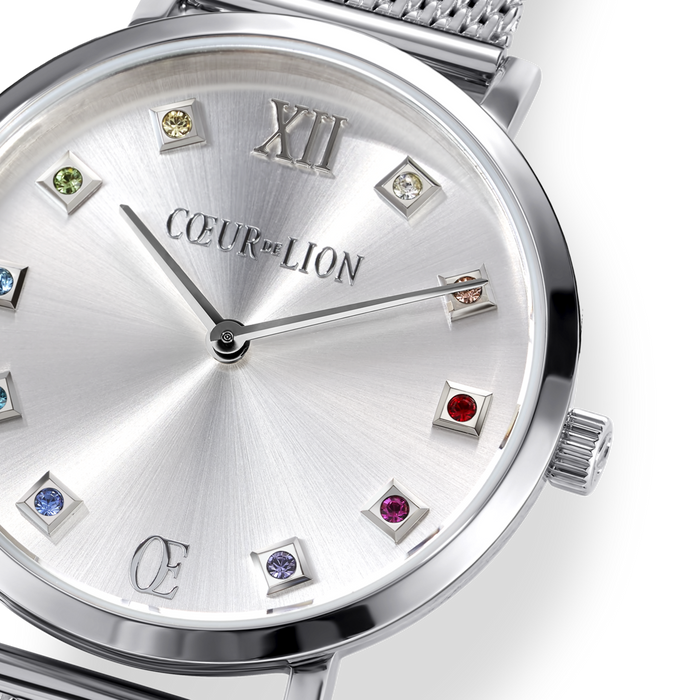 Coeur De Lion Watch Round Silver Sunray Milanese Stainless Steel