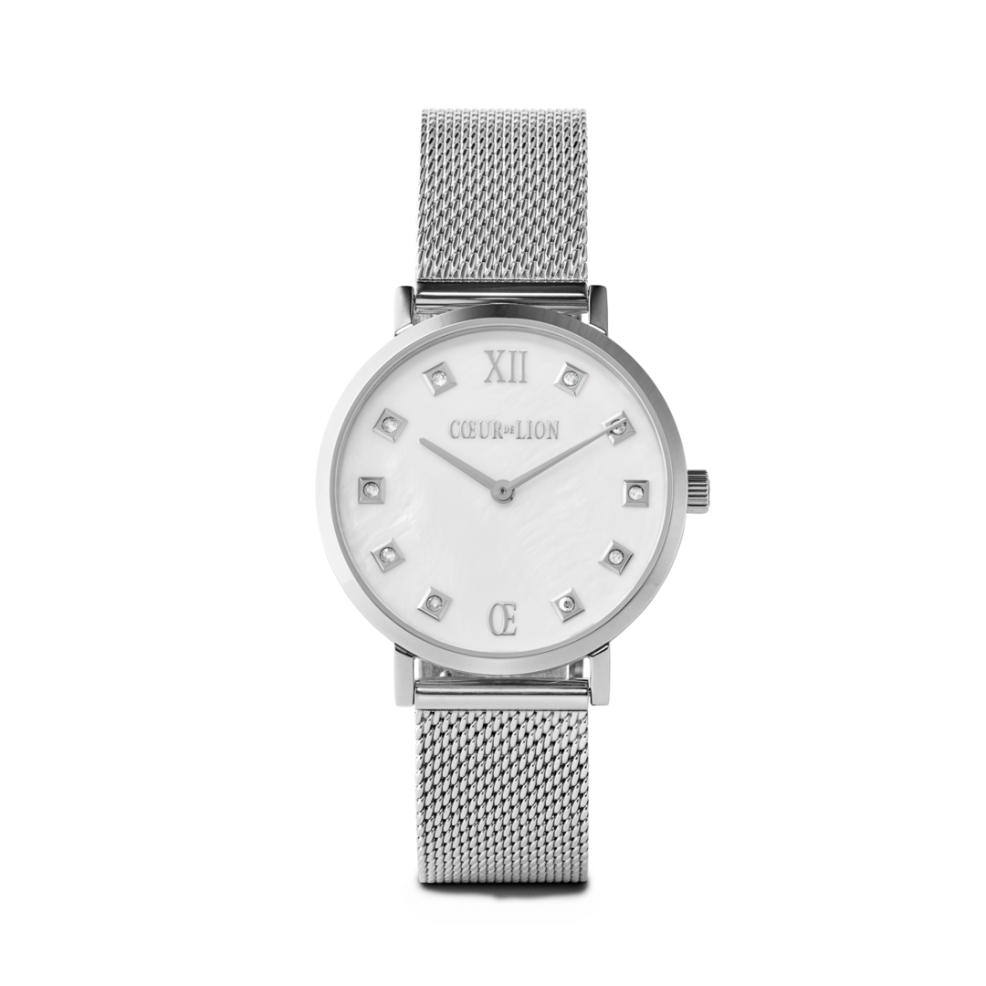 Coeur De Lion Stainless Steel Mesh  Watch with Mother of Pearl Face. Watch Iconic Square Anthracite Mother-of-Pearl Milanese  main image 4