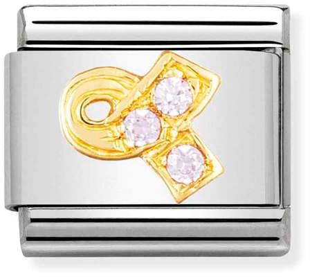 Nomination Classic Gold Cubic Zirconia Daily Life Pink Ribbon Charm