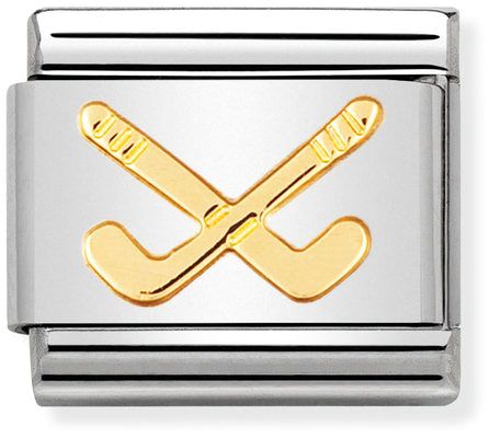 Nomination Classic Gold Sports Hockey Clubs Charm