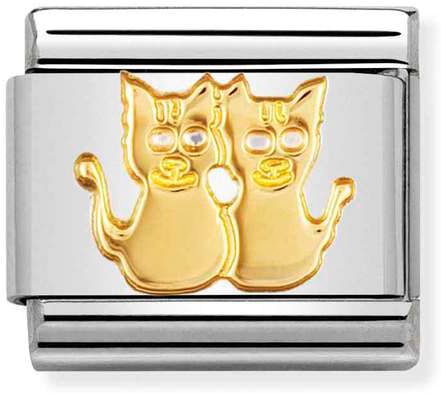 Nomination Classic Gold Animals Two Cats Charm