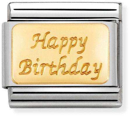 Nomination Classic Gold Engraved Signs Happy Birthday Charm