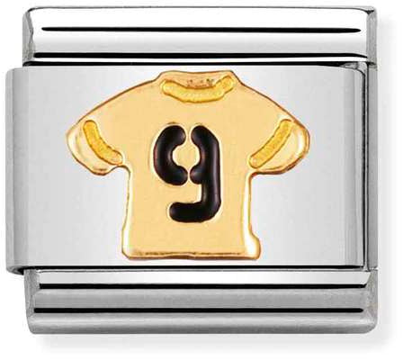 Nomination Classic Gold Italian Football Number 9 Football Shirt Charm