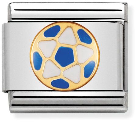 Nomination Classic Gold Italian Football Light Blue Football Charm