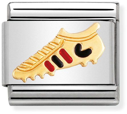 Nomination Classic Gold Italian Football Black And Red Football Boot Charm