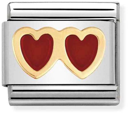 Nomination Classic Gold Love Double Red Heart Charm