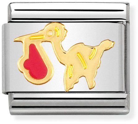Nomination Classic Gold Daily Life Pink Stork Charm