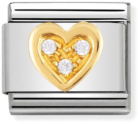 Nomination Classic Gold Cubic Zirconia Love White Heart Charm