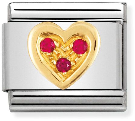 Nomination Classic Gold Cubic Zirconia Love Red Heart Charm