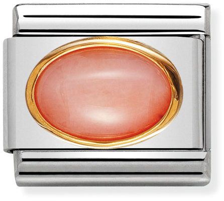 Nomination Classic Gold Oval Hard Stones Pink Coral Charm