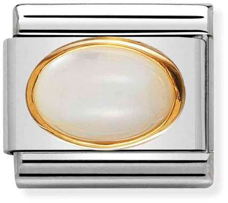 Nomination Classic Gold Oval Hard Stones White Mother Of Pearl Charm