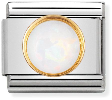 Nomination Classic Gold Classic Round Stones White Opal Charm