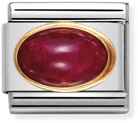 Nomination Classic Gold Oval Semiprecious Stones Ruby Charm
