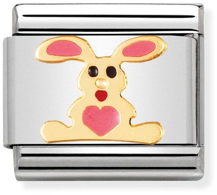Nomination Classic Gold Earth Animals Pink Rabbit Charm