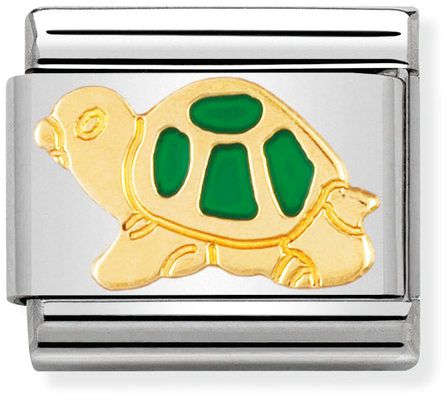 Nomination Classic Gold Earth Animals Green Tortoise Charm