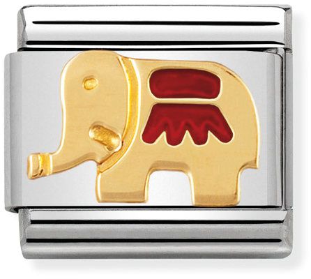 Nomination Classic Gold Earth Animals Red Elephant Charm