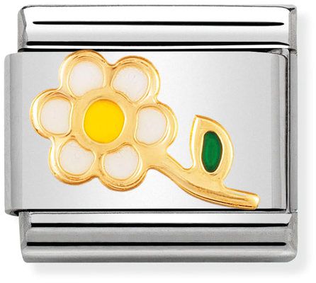Nomination Classic Gold Nature White Flower With Stem Charm