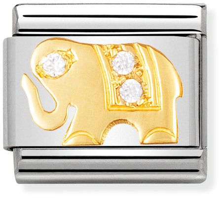 Nomination Classic Gold Earth Animals White Elephant Charm