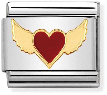 Nomination Classic Gold Love Red Heart With Wings Charm