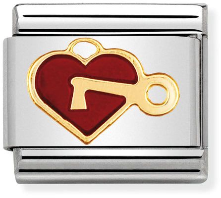 Nomination Classic Gold Love Red Heart With Key Charm