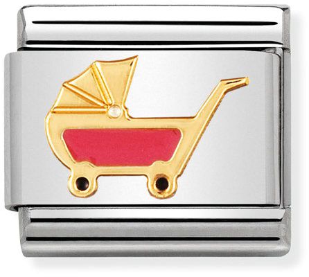Nomination Classic Gold Daily Life Pink Baby Pram Charm