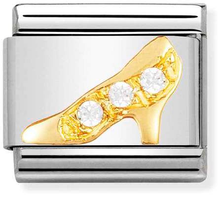 Nomination Classic Gold Cubic Zirconia Fun Shoe With Heel Charm