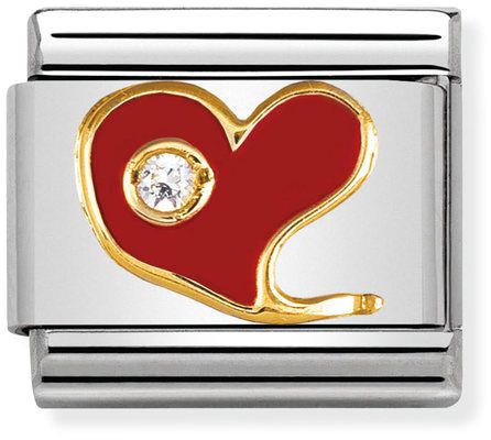 Nomination Classic Gold Cubic Zirconia Special Red Heart with Stone Charm