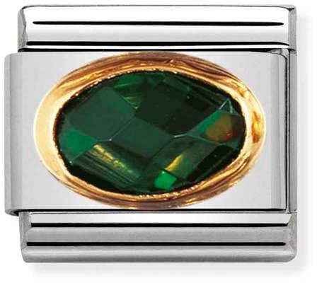 Nomination Classic Gold Classic Oval Faceted Emerald Green Cubic Zirconia Charm