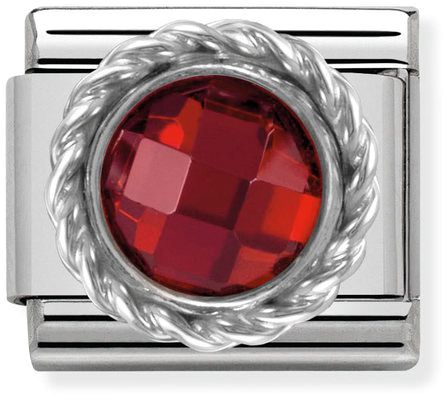Nomination Classic Silver Faceted Round Stones Red Charm