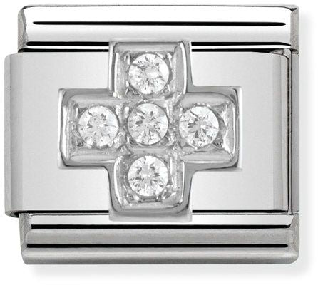 Nomination Classic Silver Symbols White  And Blue Stone Greek Eye Charm