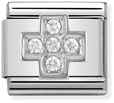 Nomination Classic Silver Cubic Zirconia Symbols Cross Charm