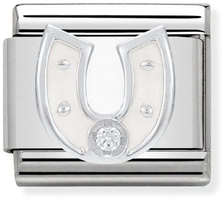 Nomination Classic Silver Cubic Zirconia Symbols White Horseshoe Charm
