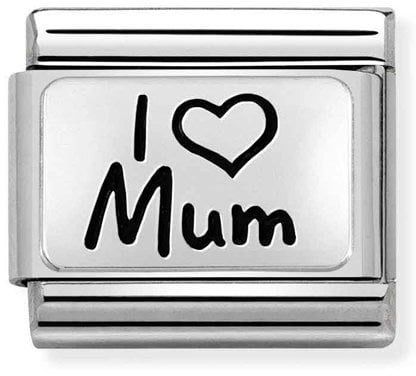 Nomination Classic Silver Oxidised Symbols I Love Mum Charm