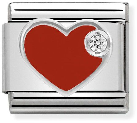 Nomination Classic Silver Cubic Zirconia Symbol Red Heart Charm