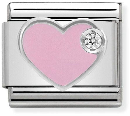 Nomination Classic Silver Cubic Zirconia Symbol Pink Heart Charm