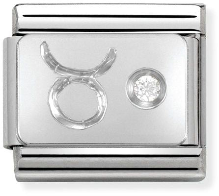 Nomination Classic Silver Cubic Zirconia Zodiac Taurus Charm