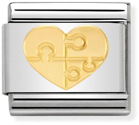 Nomination Classic Gold Love Heart With Puzzle Charm