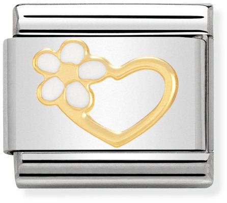 Nomination Classic Gold Love Love Heart With Flower Charm