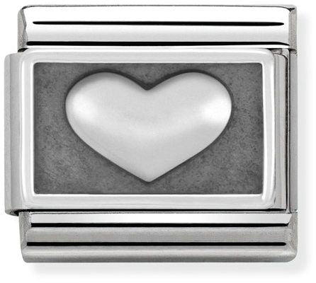 Nomination Classic Silver Oxidised Plates Heart Charm