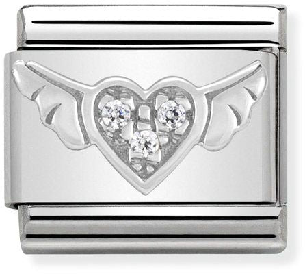 Nomination Classic Silver Cubic Zirconia Symbols Flying Heart Charm