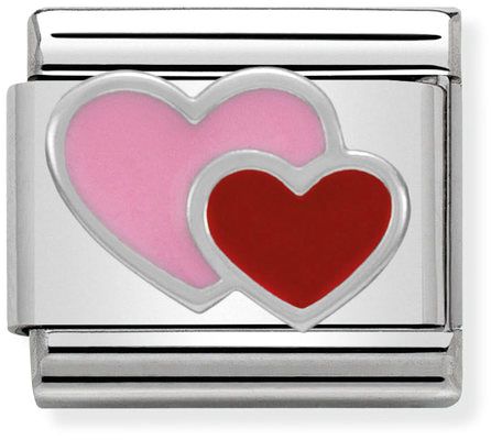 Nomination Classic Silver Symbols Pink and Red Double Heart Charm