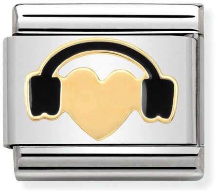 Nomination Classic Gold Love Heart With Headset Charm