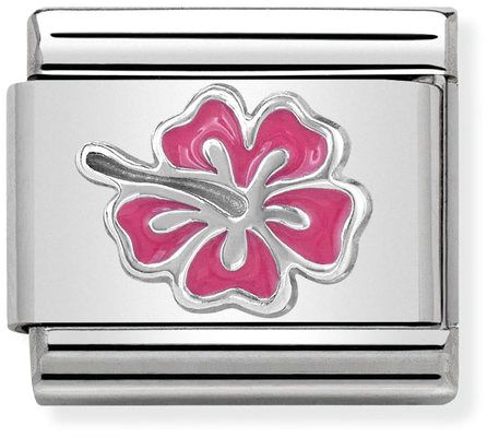Nomination Classic Silver Symbols Pink Hibiscus Flower Charm