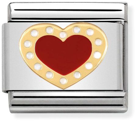Nomination Classic Gold Love 2 Red Heart With White Dots Charm