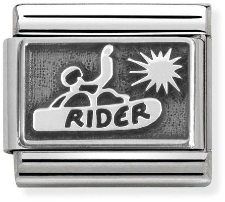 Nomination Classic Silver Oxidised Symbols Snowboarder Charm