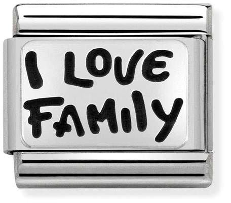 Nomination Classic Silver Oxidised Plates I Love Family Charm