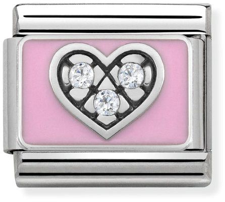 Nomination Classic Silver Cubic Zirconia Symbols Pink Heart Charm