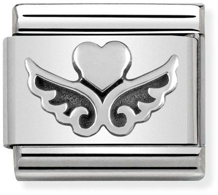 Nomination Classic Silver Oxidised Symbols Heart with Wings Charm